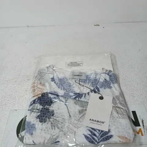 ANAMOR PRINTED 3/4 SLEEVE TOP WHITE XL