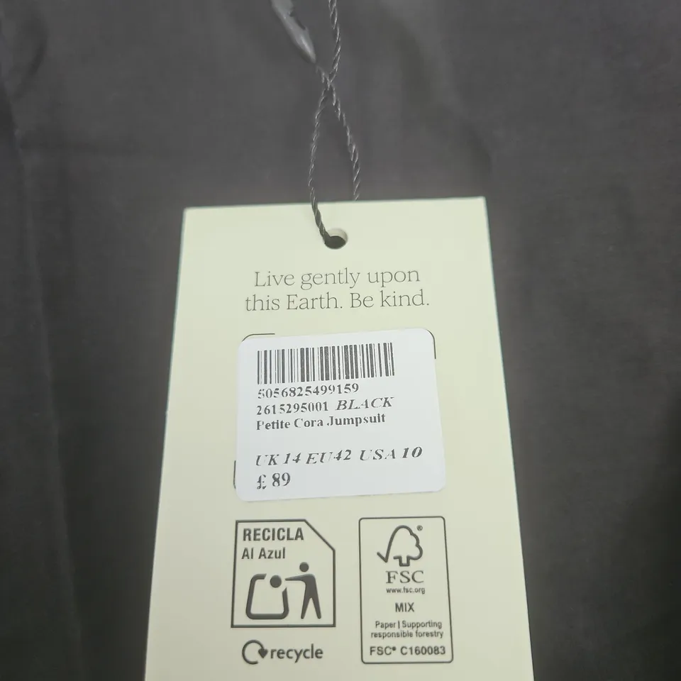 NOBODY'S CHILD PETITE BLACK JUMPSUIT – UK 14 (EU 42, USA 10)