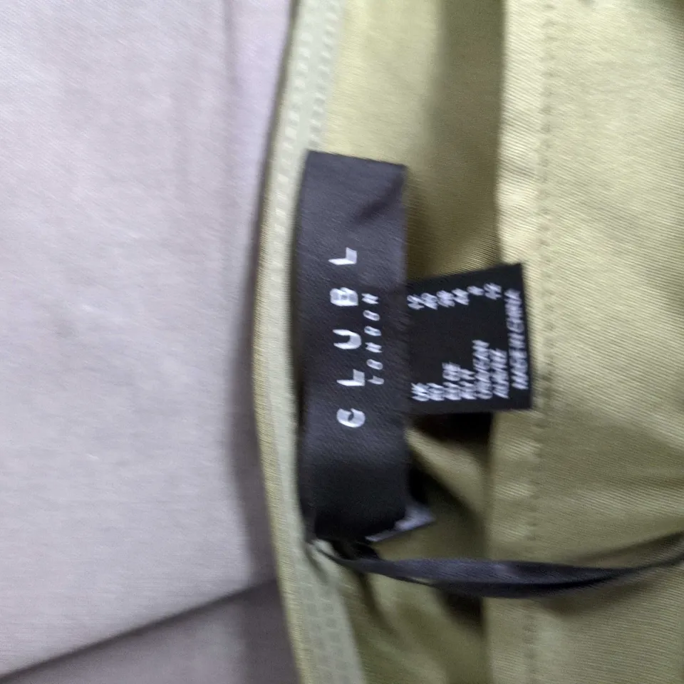 CLUB L LONDON KHAKI SATIN ASYMMETRIC MAXI DRESS WITH BOW – UK 12