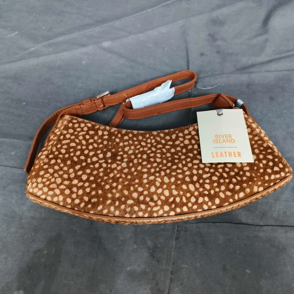 RIVER ISLAND LEATHER PRINT BAG IN BEIGE