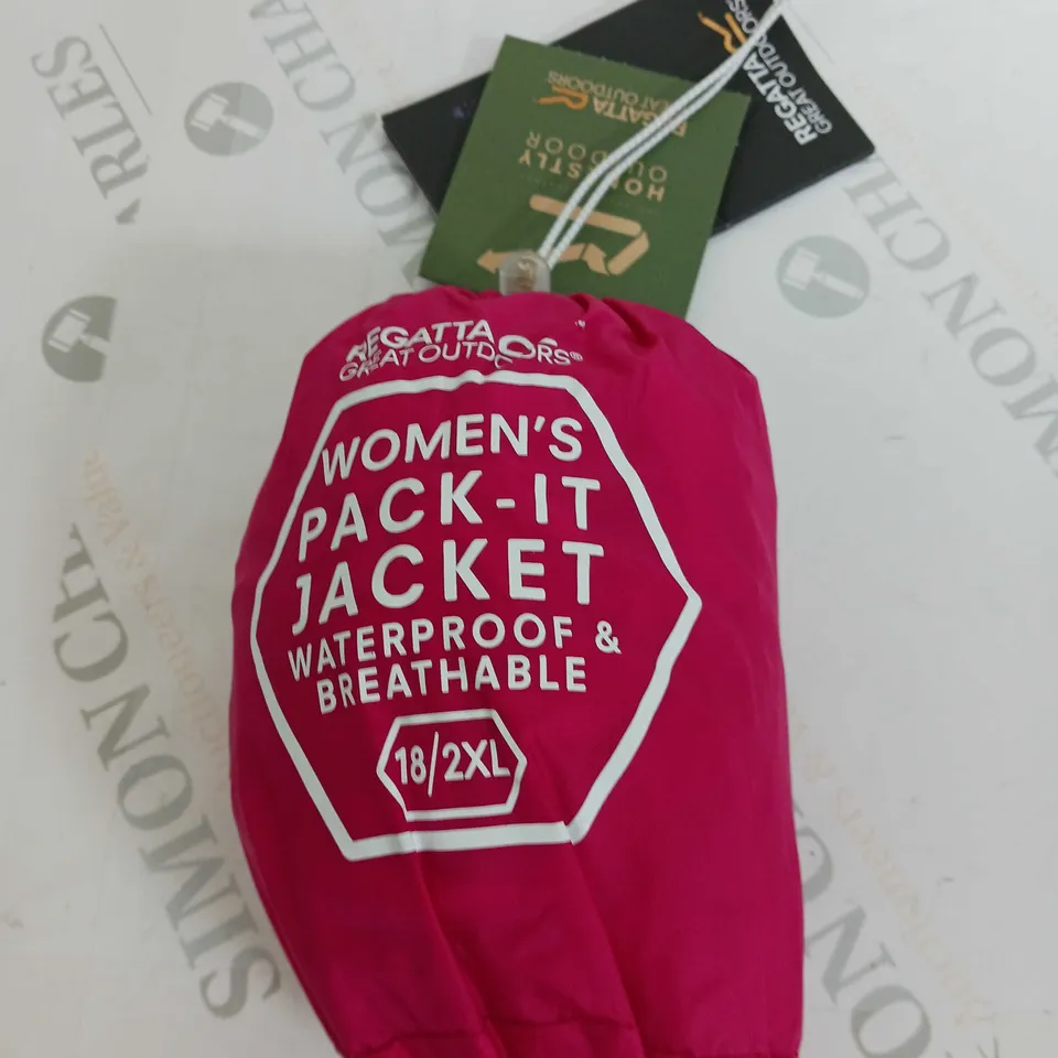 REGATTA WOMENS PACK-IT III WATERPROOF PACKAWAY OUTDOOR JACKET - 2XL