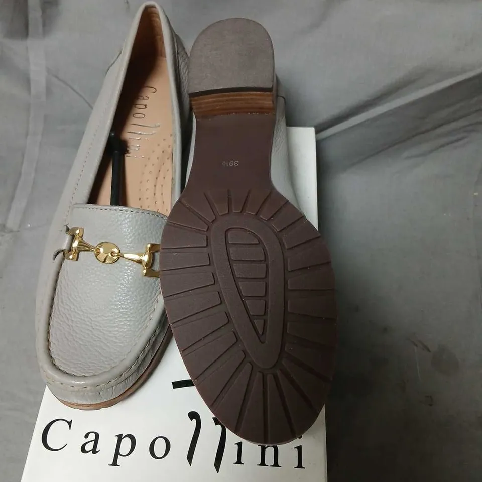 CAPOLLINI CLARA ASH GREY LEATHER LOAFERS – WOMEN UK 6.5 (EU 39.5)