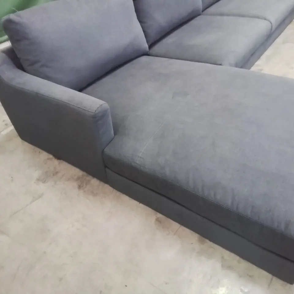 DESIGNER CHAISE SOFA CHARCOAL FABRIC 