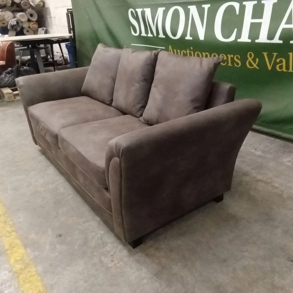 DURY LEATHER LOOK 3 SEATER SOFA - CHOCOLATE RRP £599