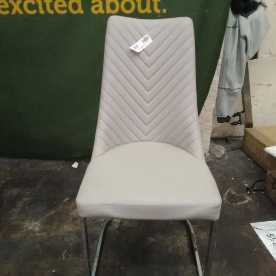 LIGHT GREY LEATHER DINING CHAIR