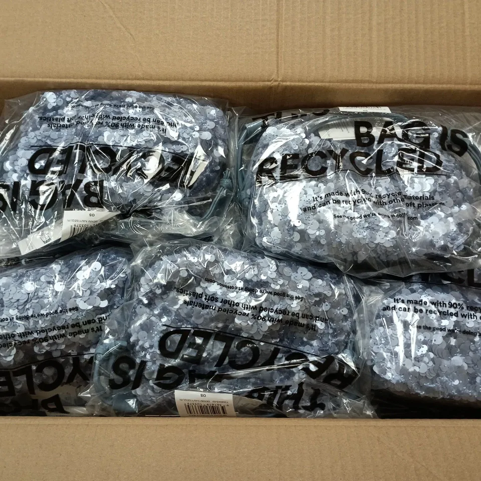 BOX OF APPROXIMATELY 10 ASSORTED BLUE SCRUNCH BAGS