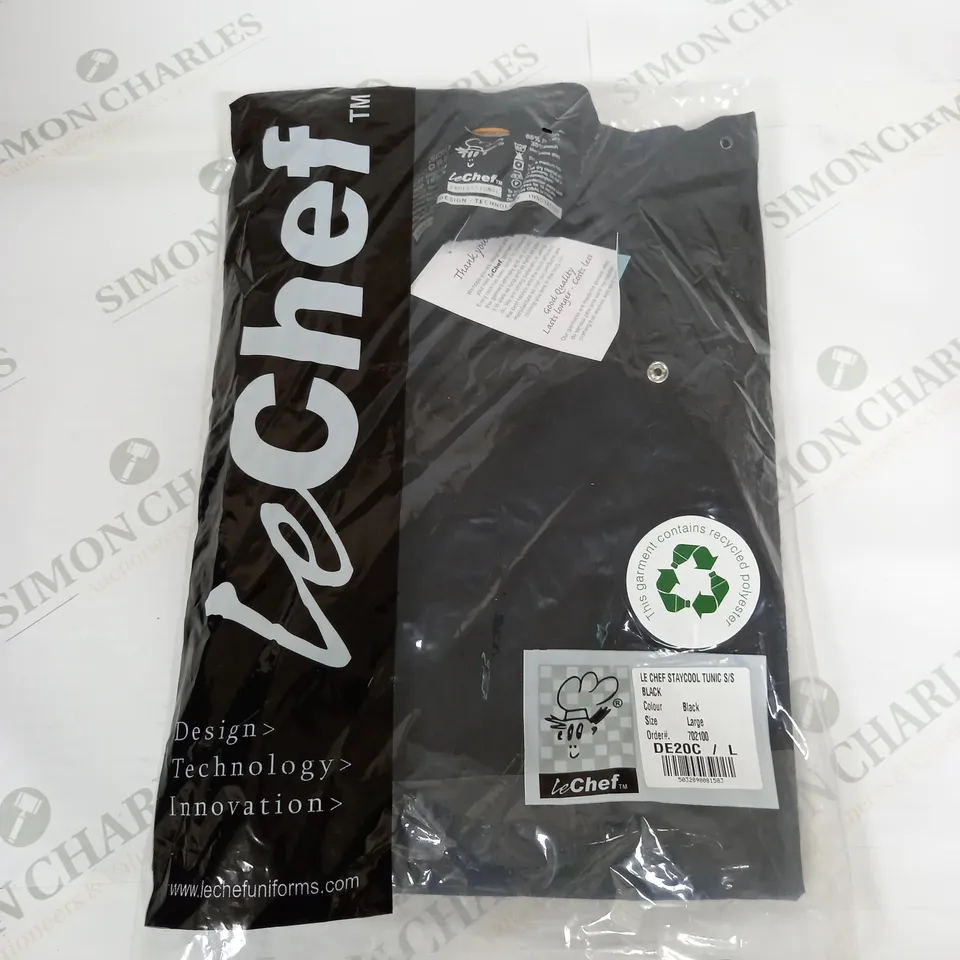 SEALED LE CHEF STAYCOOL TUNIC S/S IN BLACK - LARGE
