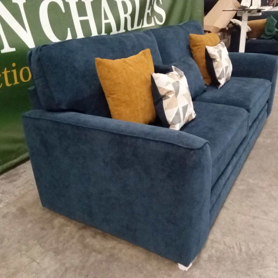 KALUNA FABRIC 3 SEATER SOFA - NAVY RRP £1349