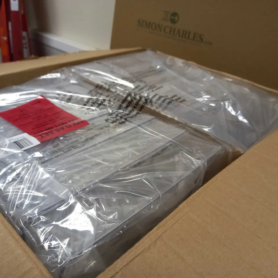 BOX OF APPROX 8 PACKAGED BATHROOM CLEAR STORAGE BOXES