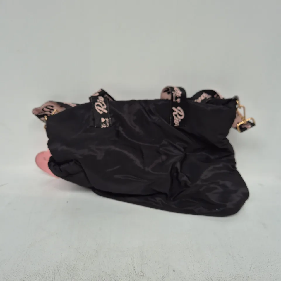 RIVER ISLAND BLACK QUILTED HANDBAG WITH PINK HEART CHARM