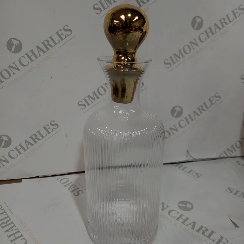 AMANDA HOLDEN FLUTED GLASS DECANTER GOLD TOP