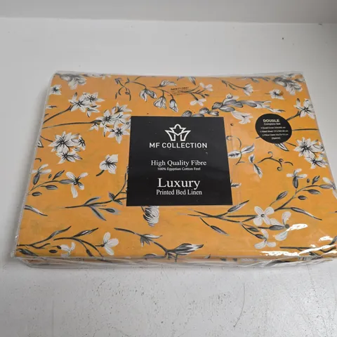MF COLLECTION LUXURY PRINTED LINEN DOUBLE COMPLETE SET IN YELLOW