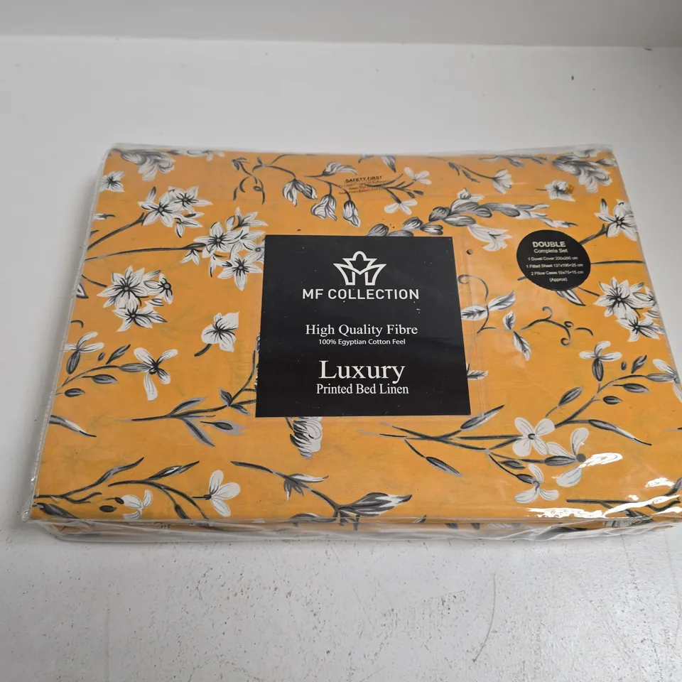 MF COLLECTION LUXURY PRINTED LINEN DOUBLE COMPLETE SET IN YELLOW