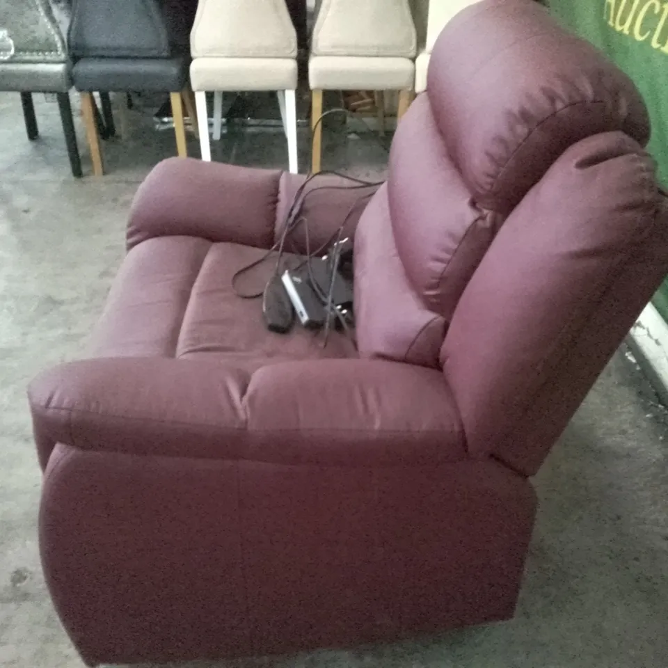 QUALITY DESIGNER STAMFORD 2 SEATER MANUAL RECLINER SOFA - BURGUNDY LEATHER 
