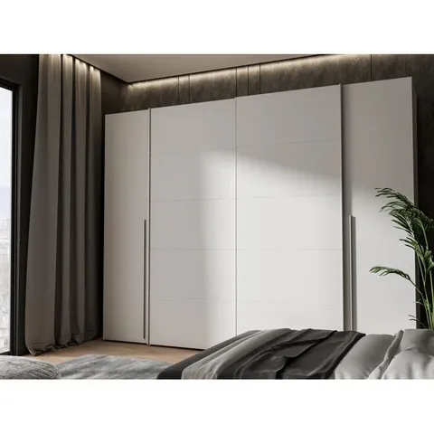 BOXED DEBARR 4 DOOR MANUFACTERED WOOD WARDROBE (4 BOXES)