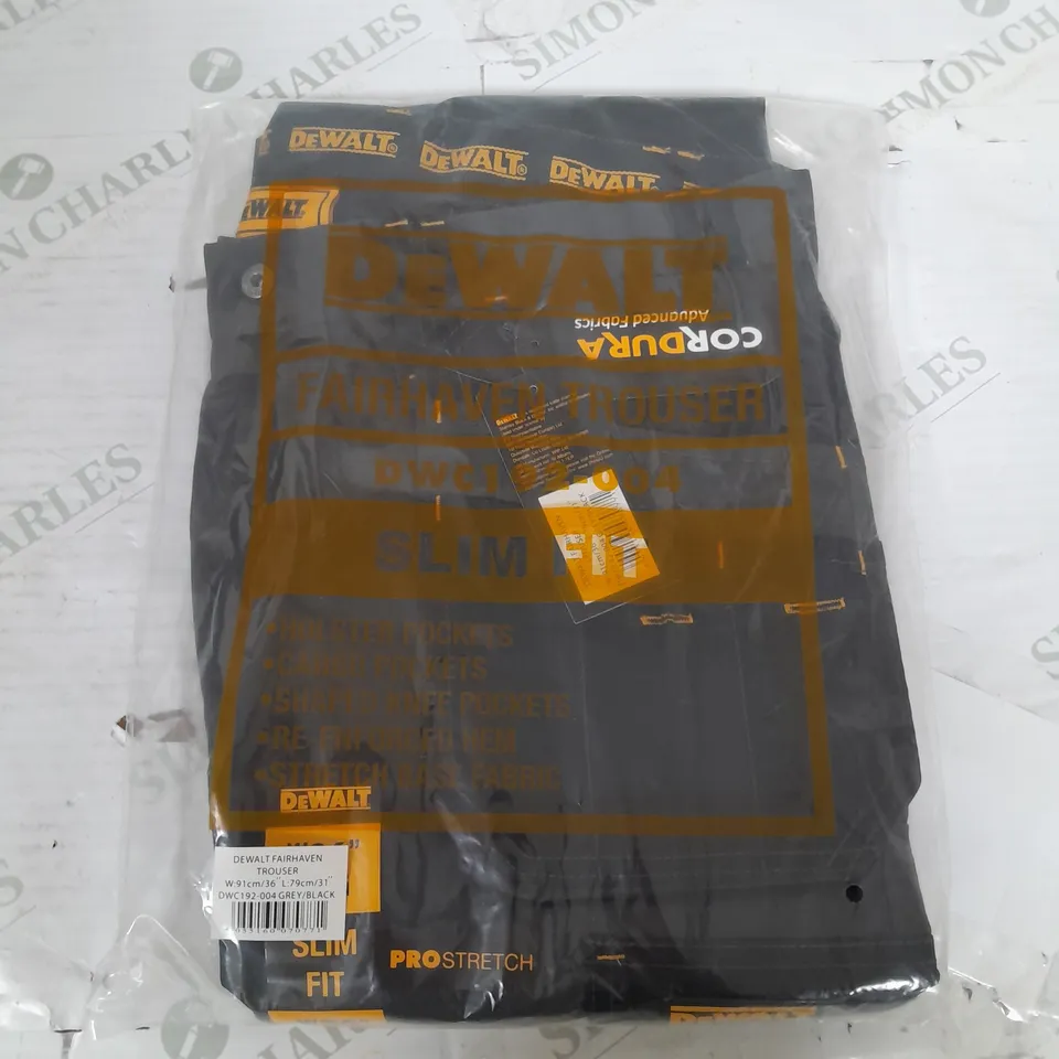 SEALED DEWALT FAIRHAVEN TROUSERS IN BLACK - W36 L31 