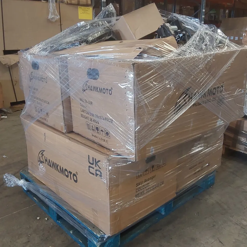PALLET CONTAINING A VERY LARGE QUANTITY OF ASSORTED ITEMS INCLUDING: DC MOTORS, ENGINE PARTS, TOY CAR SEAT, TOY CAR FAIRINGS ECT