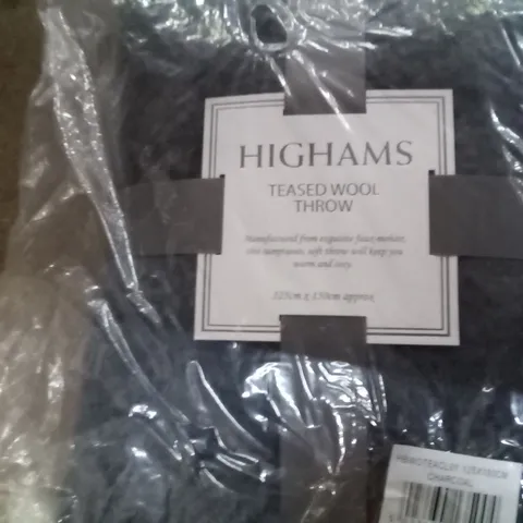 BRAND NEW HIGHAMS WOOL THROW , 125 X 150 CM