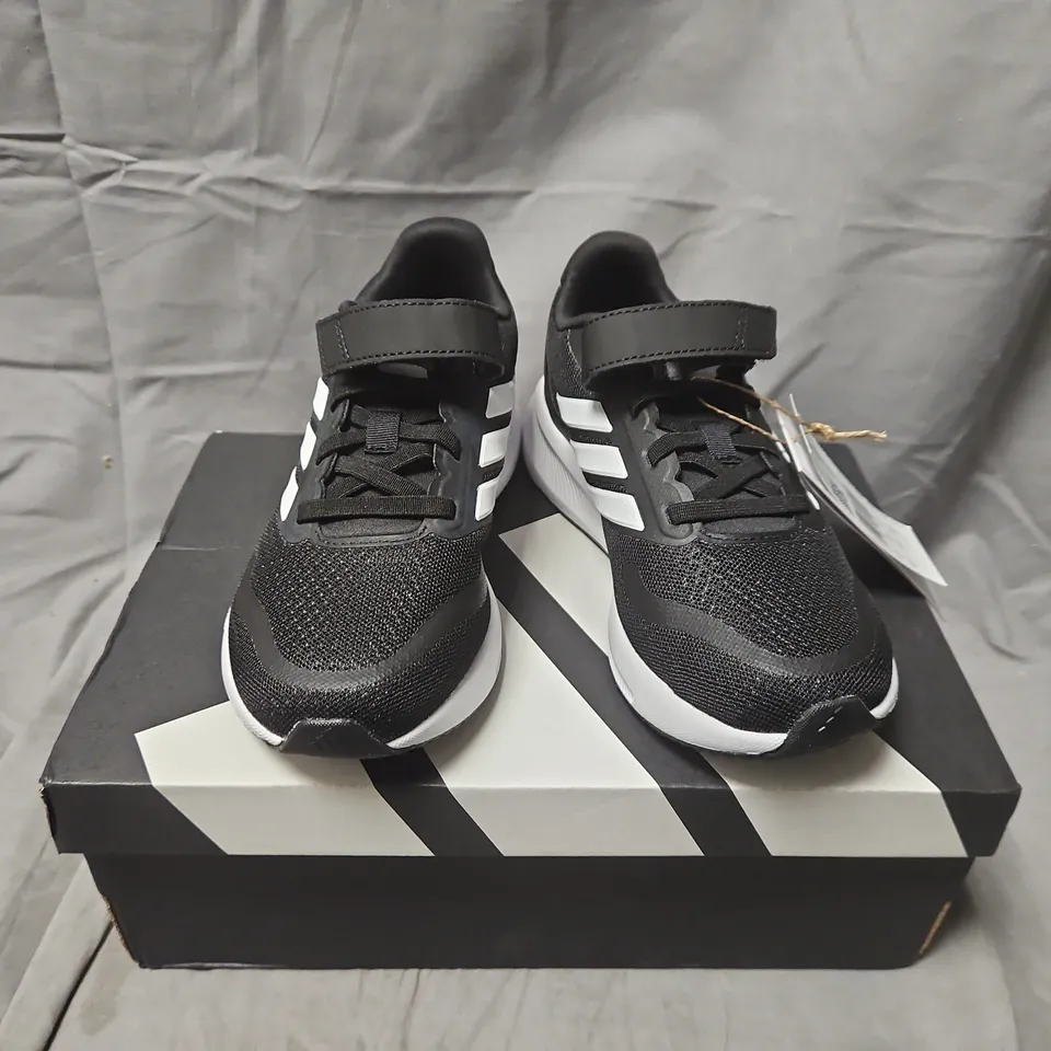 BOXED ADIDAS RUN FALCON 5 EL C KIDS' TRAINERS – BLACK/WHITE, UK 13K