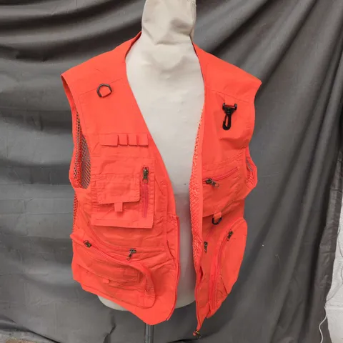 Orange outdoor utility vest with multiple pockets – Size XL (unbranded)