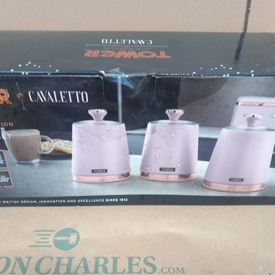 BOXED TOWER CAVALETTO ROSE GOLD EDITION PINK 3 PIECE CANNISTER SET