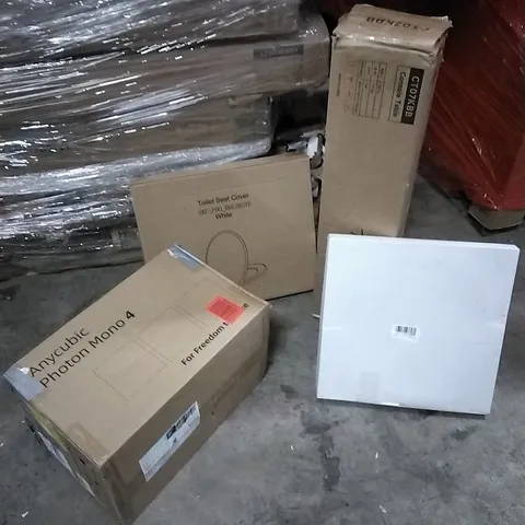 PALLET OF HOUSEHOLD ITEMS TO INCLUDE ANYCUBIC PHOTON MONO 4, TOILET SEAT COVER, CONSOLE TABLE  AND OTHER ASSORTED ITEMS...