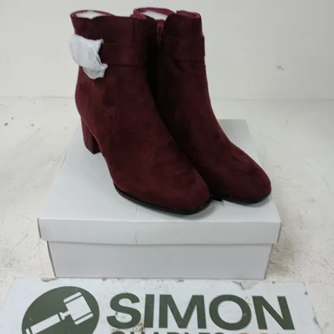 E. SHOES BY EMMA ZELDA PLUM SUEDE ANKLE BOOTS β UK 7