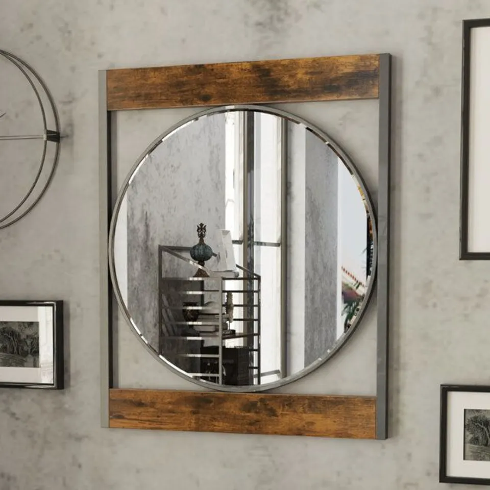 BOXED ADELONE METAL SQUARE WALL MIRROR (1 BOX)