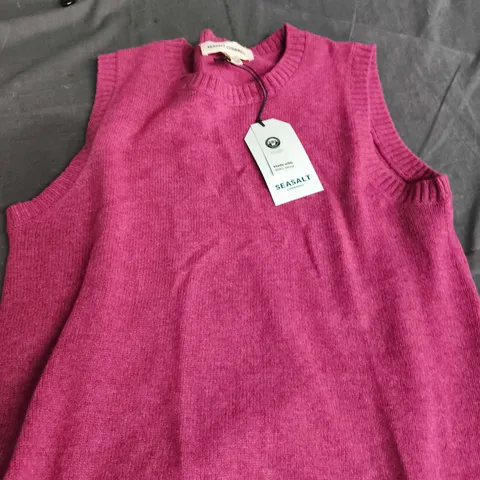 SEASALT CORNWALL EAST VIEW VEST ROSA – MERINO WOOL KNIT TOP, UK 10
