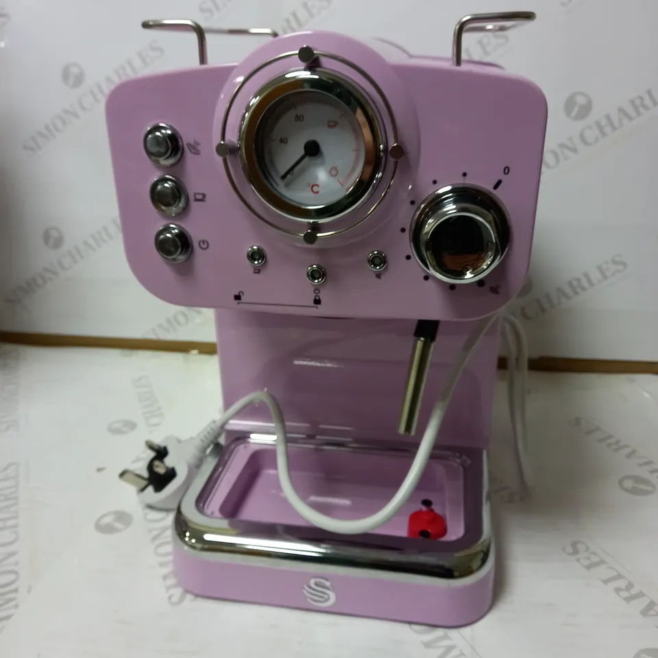 SWAN RETRO PUMP ESPRESSO COFFEE MACHINE, PINK
