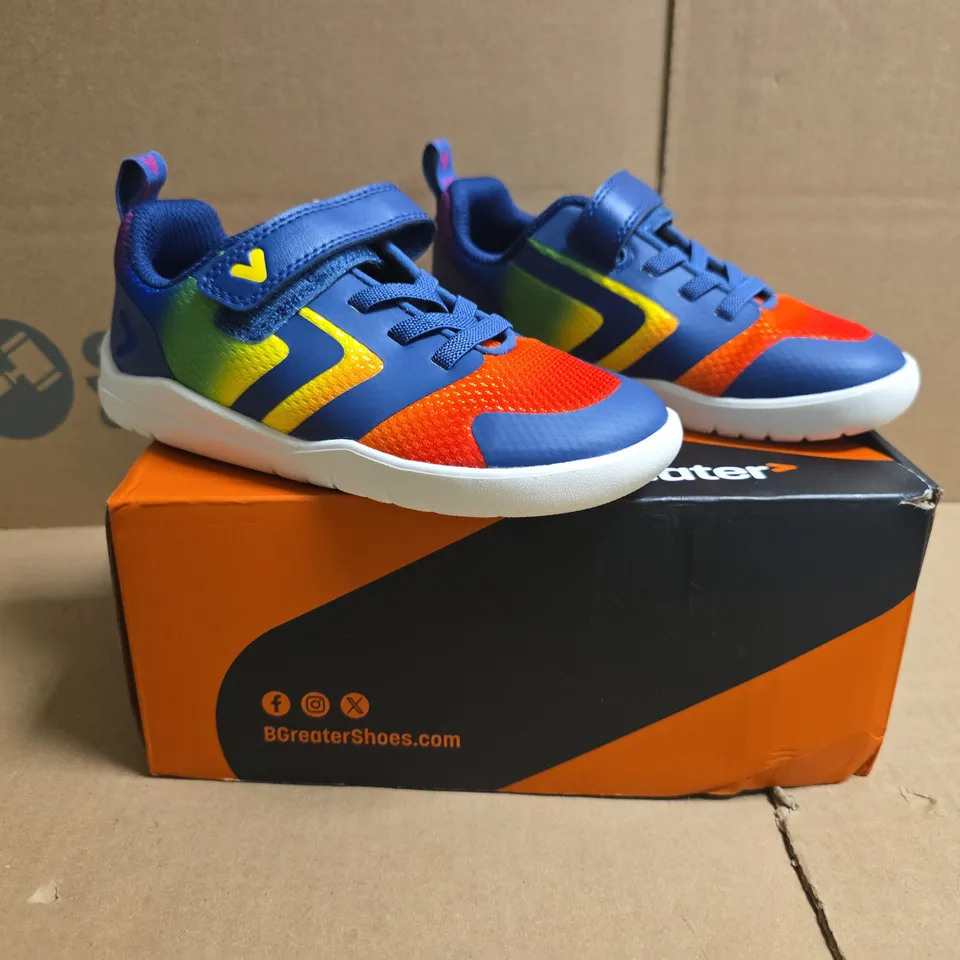 BOXED PAIR OF BGREATER ENNIS KID'S SHOES IN RAINBOW SIZE UK 11