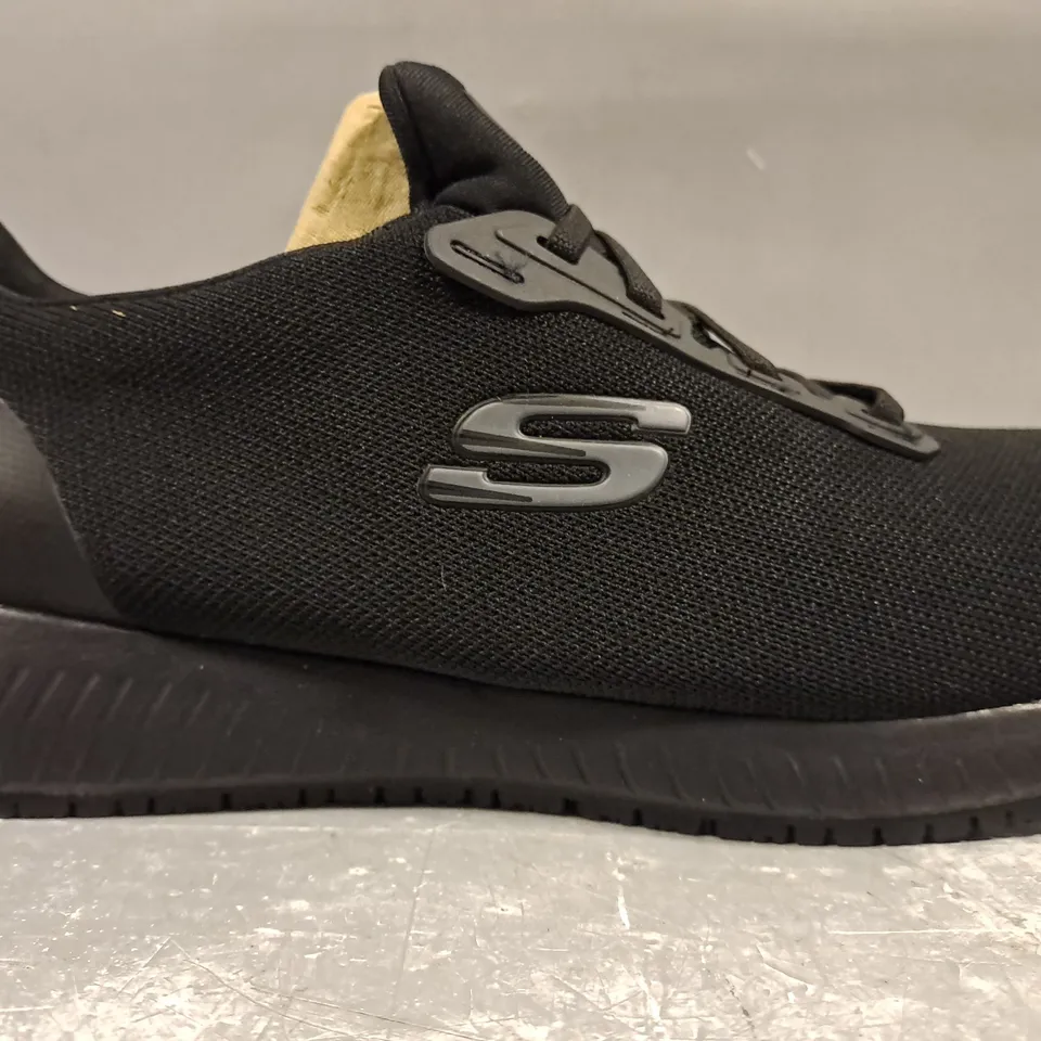 BOXED PAIR OF SKECHERS SHOES IN BLACK UK SIZE 8