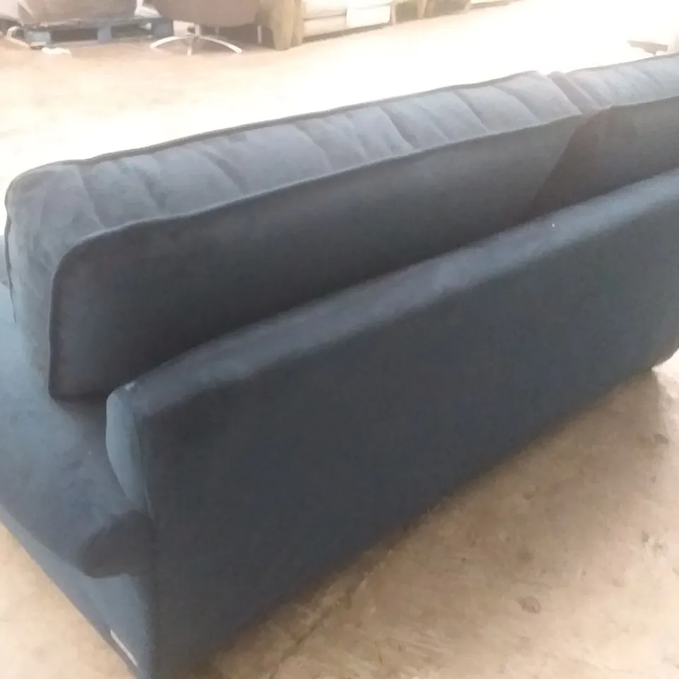 QUALITY BRITISH DESIGNER LOUNGE CO. 2 SEATER DARK BLUE PLUSH FABRIC 