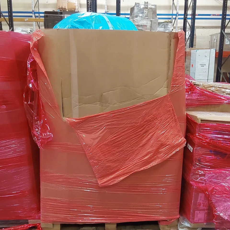 PALLET OF ASSORTED CONSUMER PRODUCTS TO INCLUDE: ELLIPTICAL PEDAL EXERCISER, DEHUMIDIFIER, TABLETOP INDOOR GRILL, ELECTRIC BLANKET, TOILET SEAT ECT