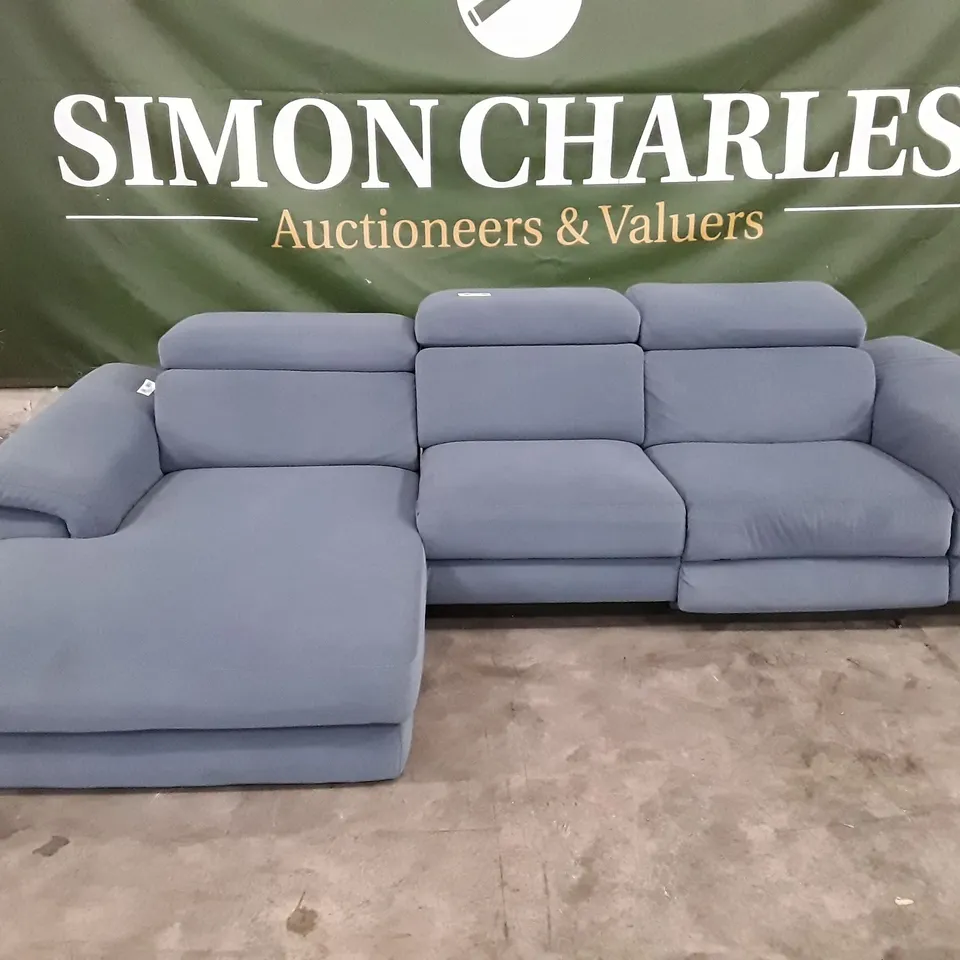 QUALITY ITALIAN DESIGNER FLAVIO SOFA WITH LHF CHAISE - LIGHT BLUE FABRIC