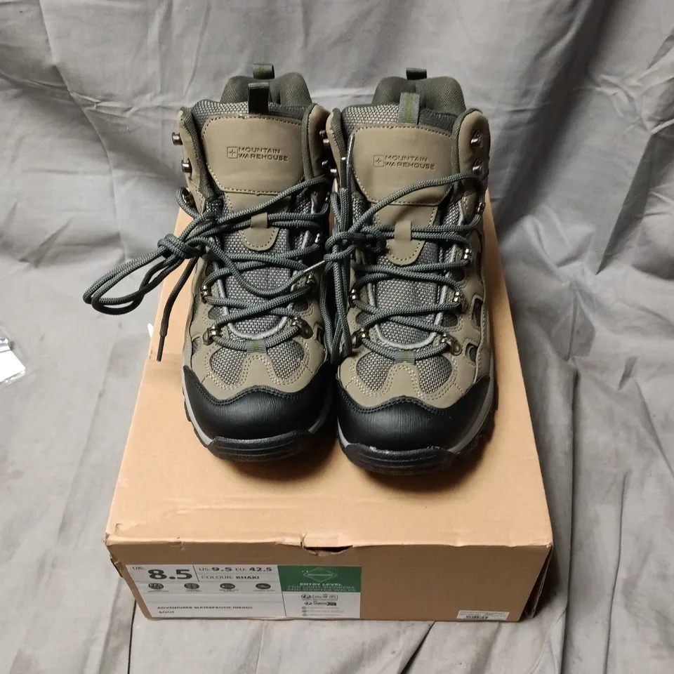 UK 8.5 Mountain Warehouse Adventurer Waterproof Hiking Boots – Khaki (Boxed)