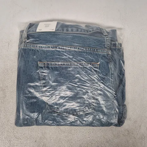 BAGGED LOW-RISE STRAIGHT JEANS WITH CONTRAST STRIPE SIZE UK 14