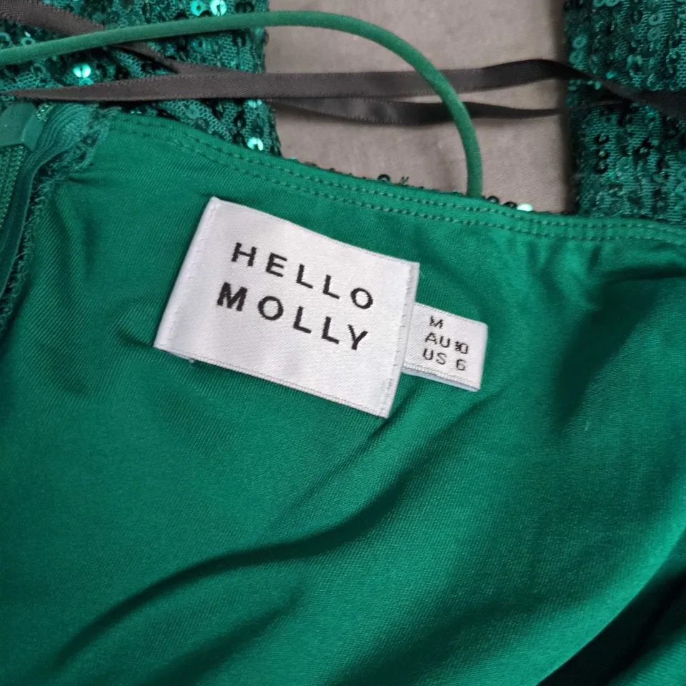 HELLO MOLLY EMERALD GREEN SEQUIN EVENING DRESS, SIZE M