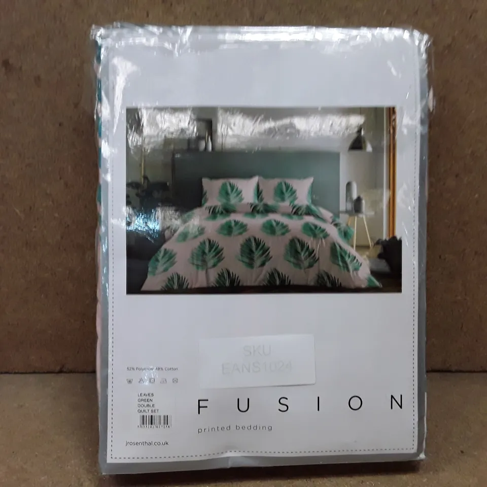 BRAND NEW FUSION PRINTED DOUBLE DUVET SET - GREEN