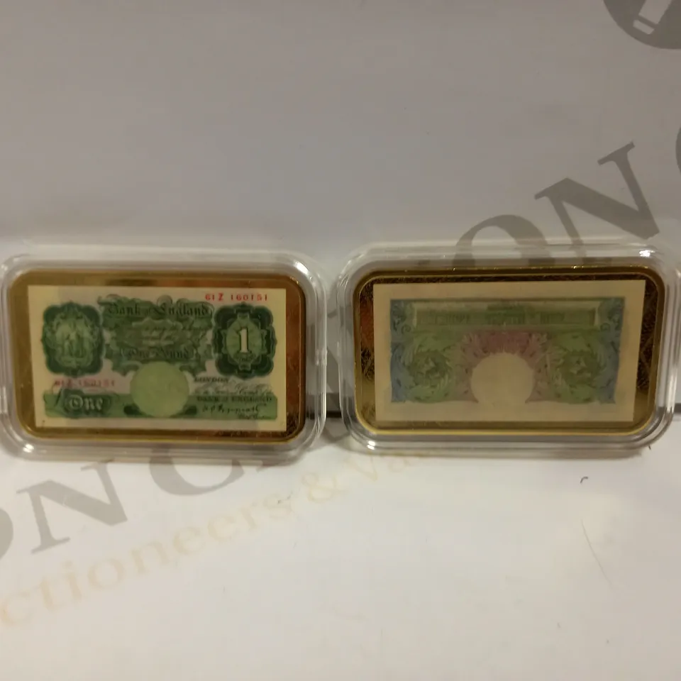 WESTMINSTER COLLECTION SET OF 2 GOLD PLATED BANKNOTE INGOTS 