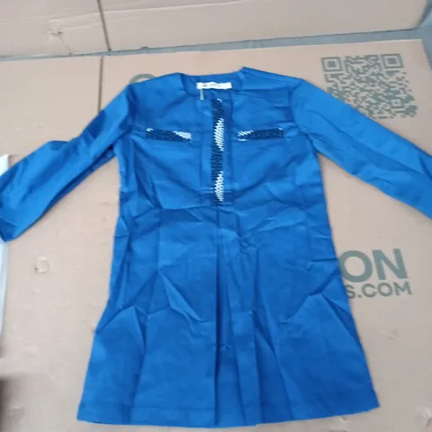 APTX BLUE DRESS WITH EMBROIDERED FRONT – SIZE S