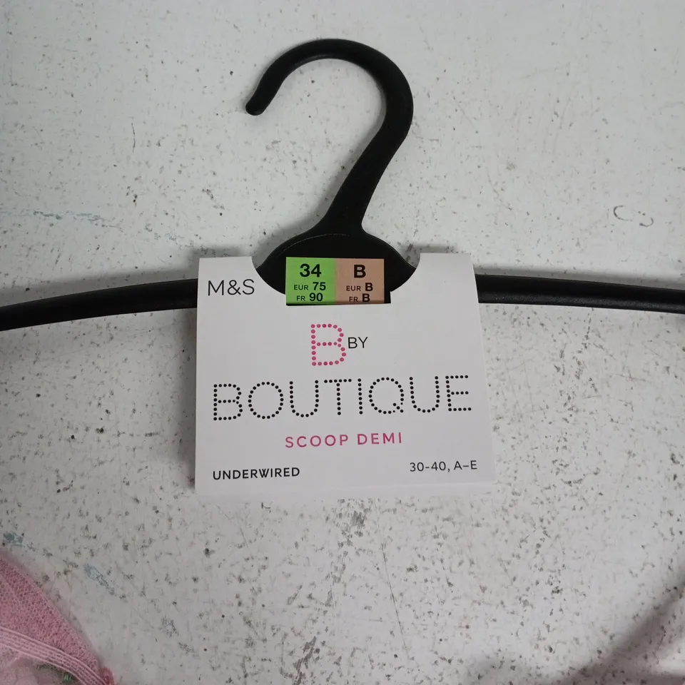 M&S BY BOUTIQUE SCOOP DEMI UNDERWIRED BRA – UK 34B, PINK LACE