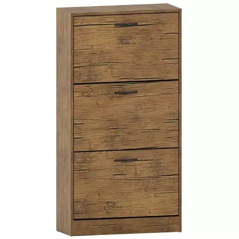 BOXED VIDA DESIGN 3 DRAWER SHOE CABINET - ANTIQUE BROWN