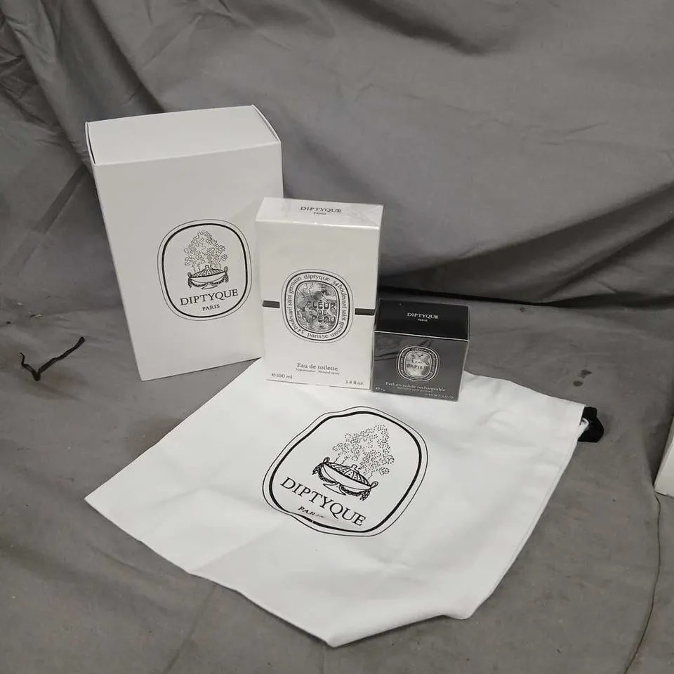 DIPTYQUE FLEUR DE PEAU EAU DE TOILETTE 100 ML & L'EAU PAPIER SOLID PERFUME – BOXED SET