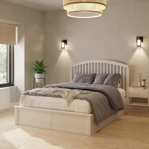 BOXED GFW MADRID DOUBLE OAK WOOD OTTOMAN BED (3 BOXES)