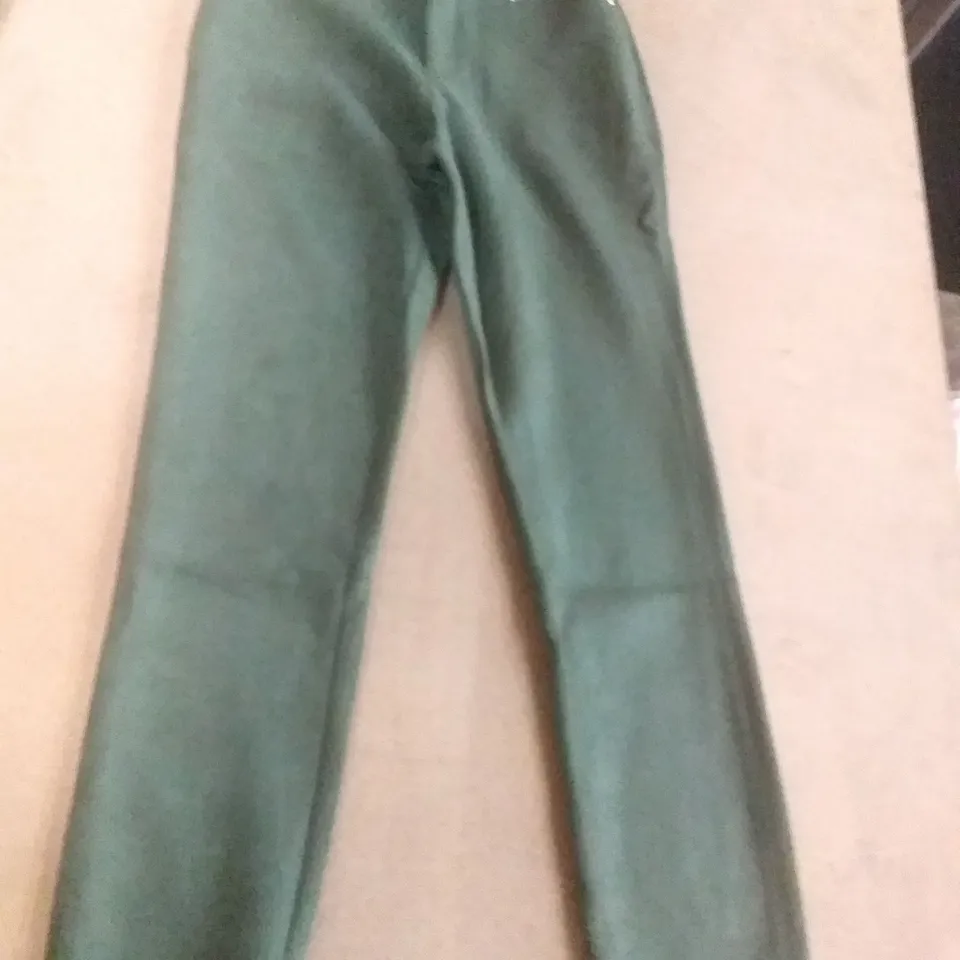 BOX OF APPROXIMATELY 15 MARLAWYNNE STRETCH FAUX SUEDE JEAN REGULAR THYME - 11 × SIZE 6, 4 × SIZE 8