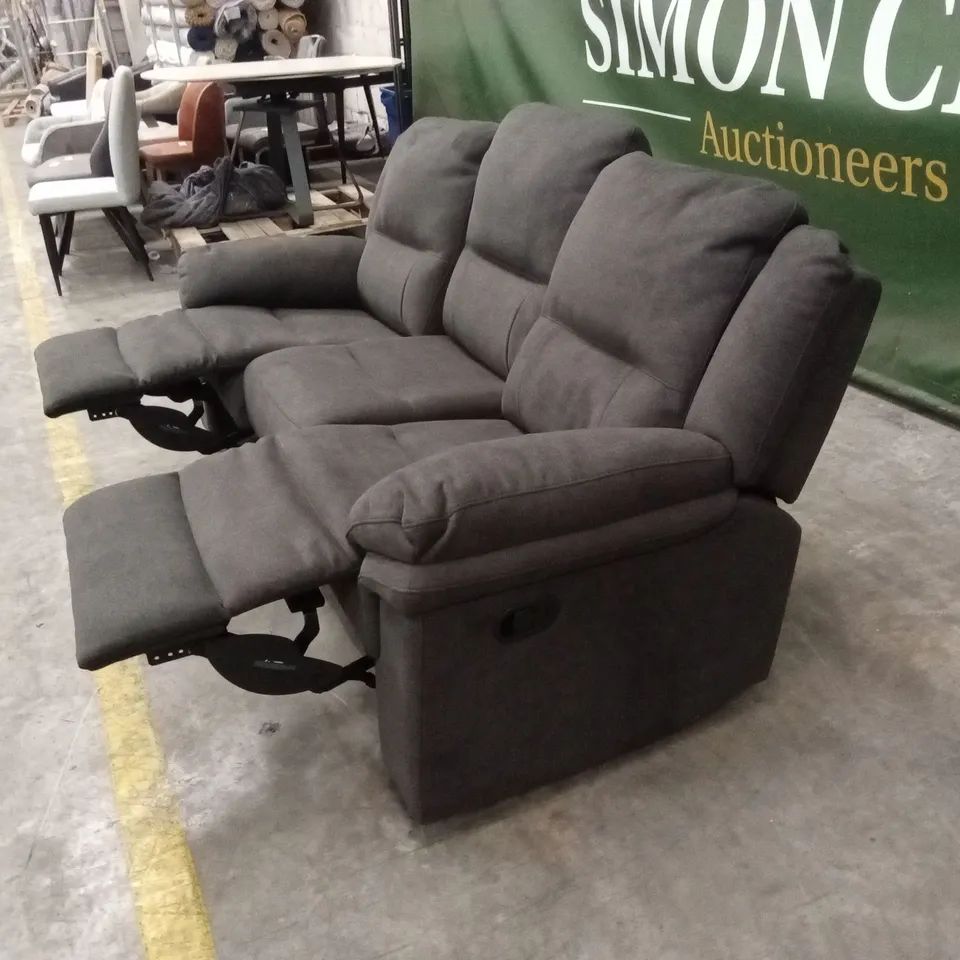 ALBION FABRIC 3 SEATER HIGH BACK MANUAL RECLINER SOFA - CHARCOAL RRP £749