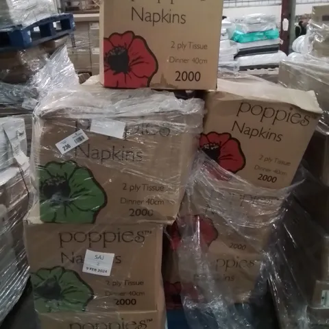 PALLET CONTAINING LARGE QUANTITY OF 2 PLY TISSUE NAPKINS