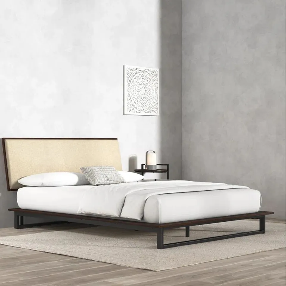 BOXED GERALDEEN MODERN UPHOLSTERED BED FRAME 