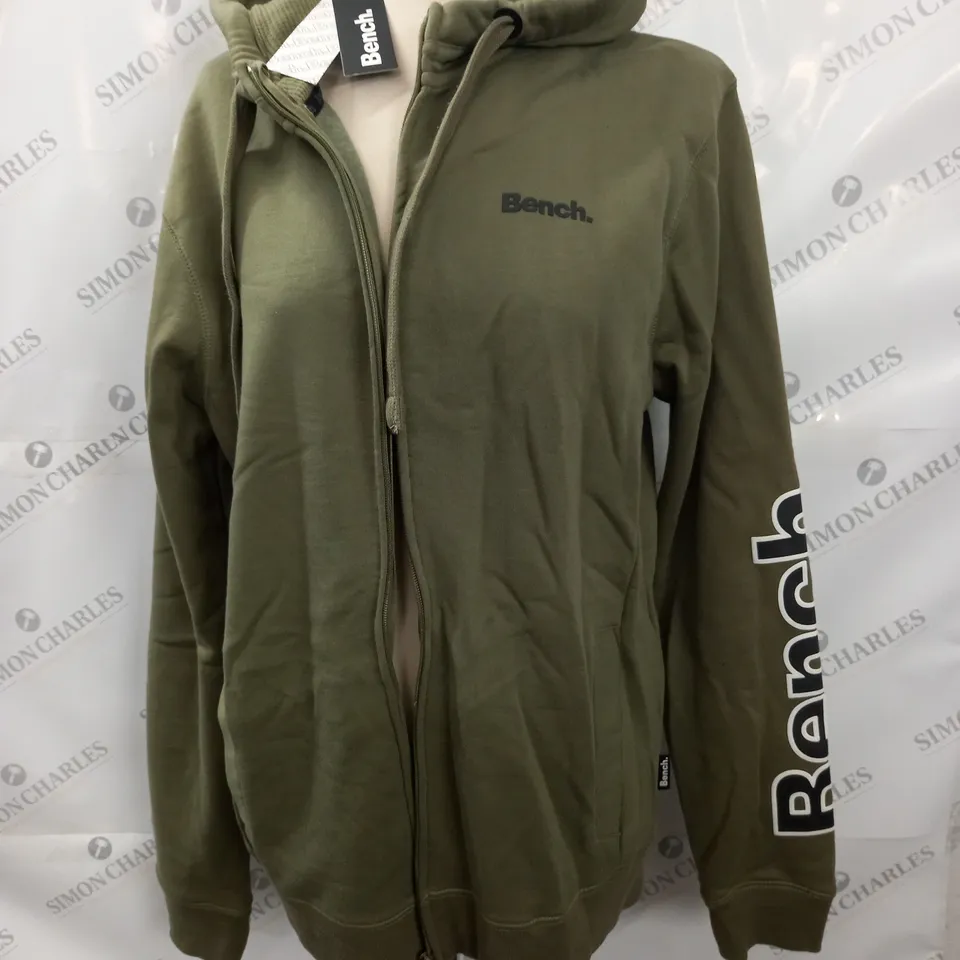 BENCH KHAKI ZIP THROUGH HOODIE - L